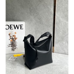 Loewe Cubi Small Bag in Black Calfskin and Jacquard 093