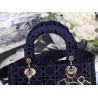 Dior Medium Lady D-Lite Bag In Blue Embroidered Velvet 491