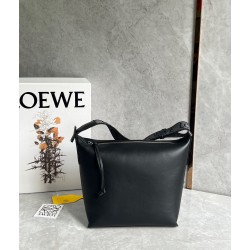 Loewe Cubi Small Bag in Black Calfskin and Jacquard 093