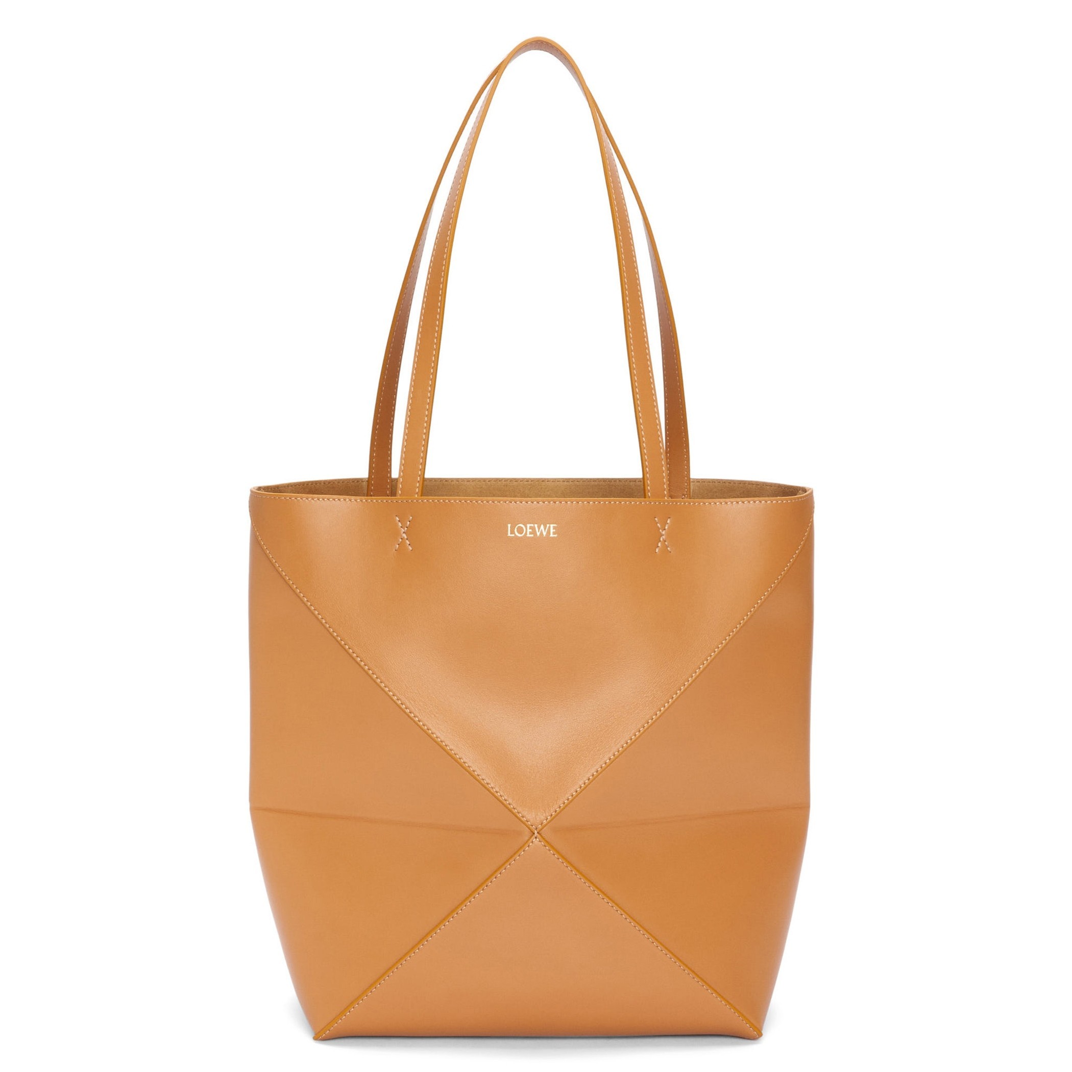 Loewe Medium Puzzle Fold Tote Bag in Tan Calfskin 132