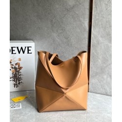 Loewe Medium Puzzle Fold Tote Bag in Tan Calfskin 132