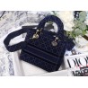 Dior Medium Lady D-Lite Bag In Blue Embroidered Velvet 491