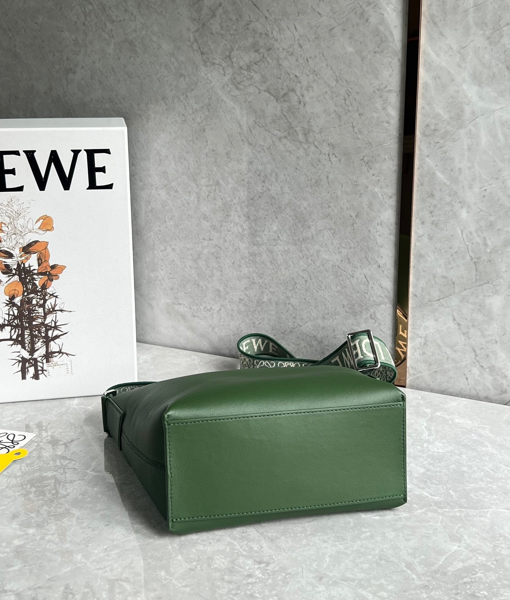 Loewe Cubi Small Bag in Green Calfskin and Jacquard  181