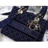 Dior Medium Lady D-Lite Bag In Blue Embroidered Velvet 491