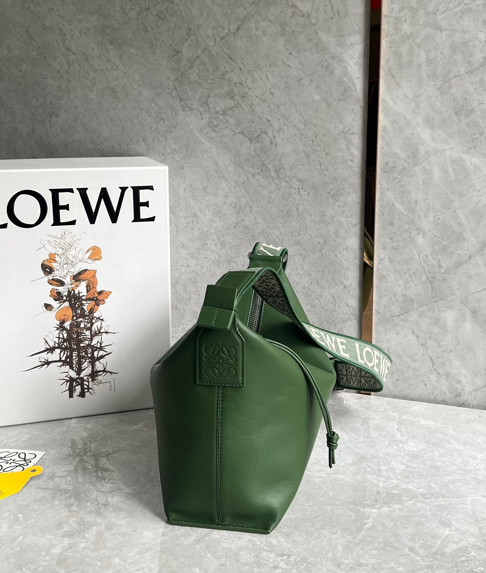 Loewe Cubi Small Bag in Green Calfskin and Jacquard  181