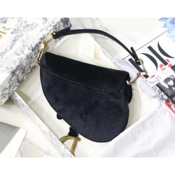 Dior Mini Saddle Bag In Black Velvet 599