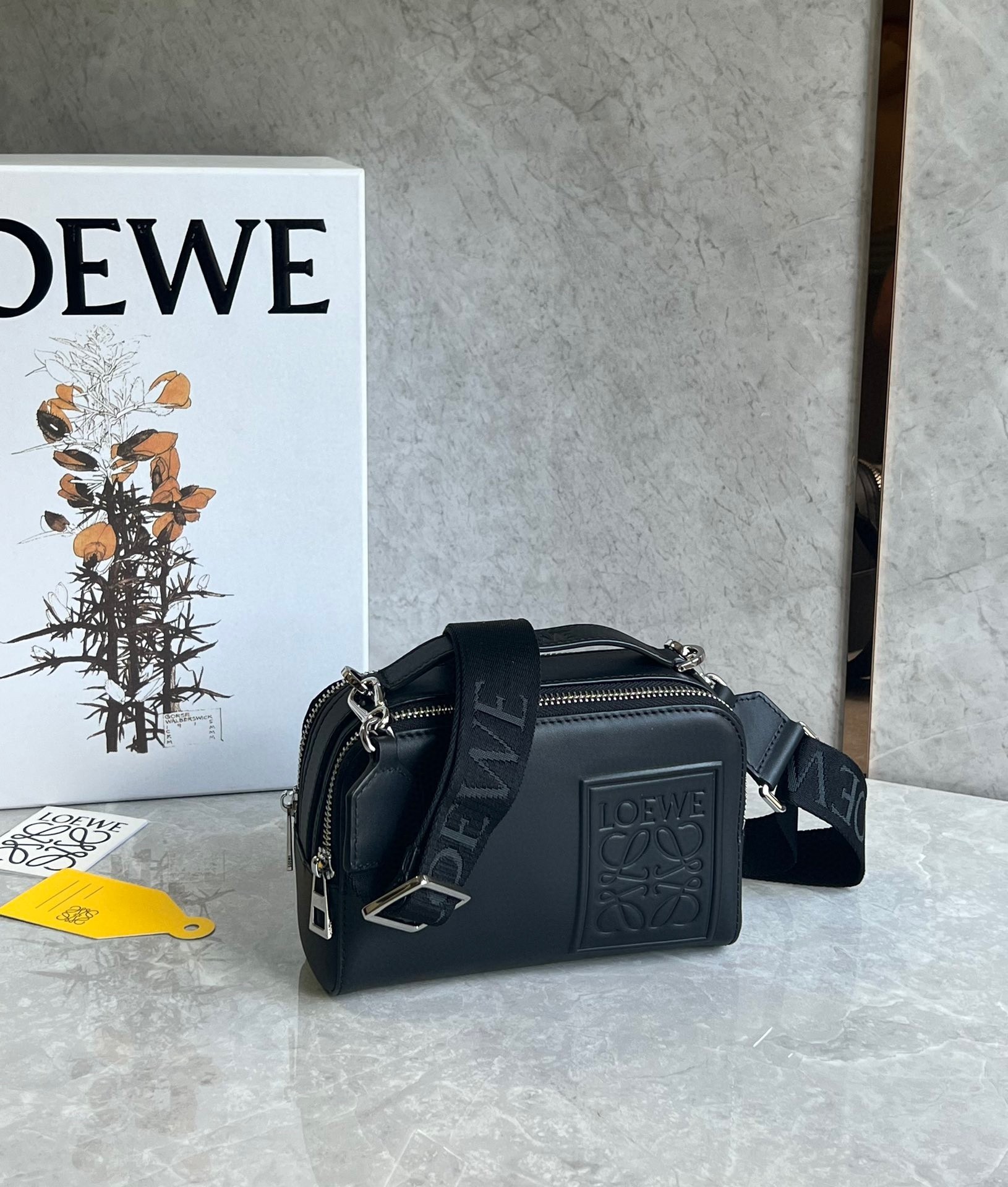 Loewe Mini Camera Crossbody Bag in Black Calfskin 231