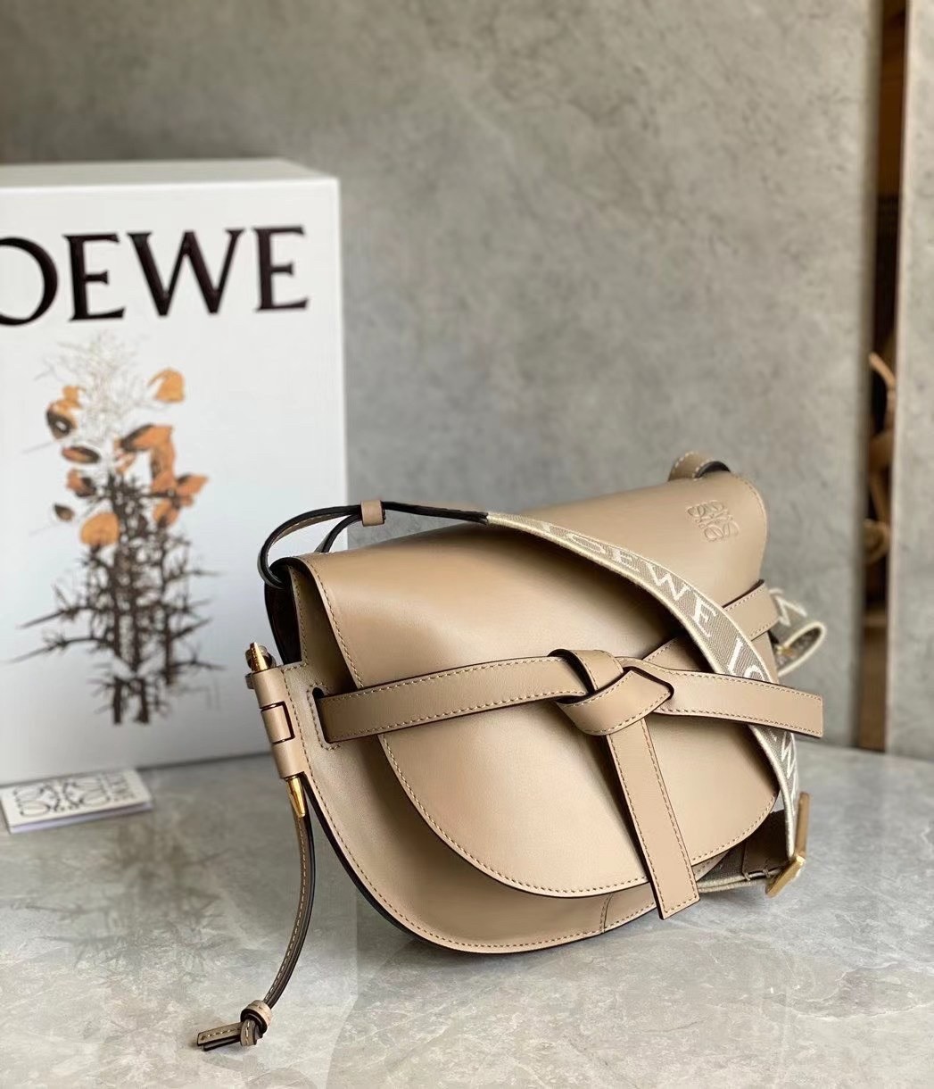 Loewe Gate Small Bag In Sand Calfskin and Jacquard 294