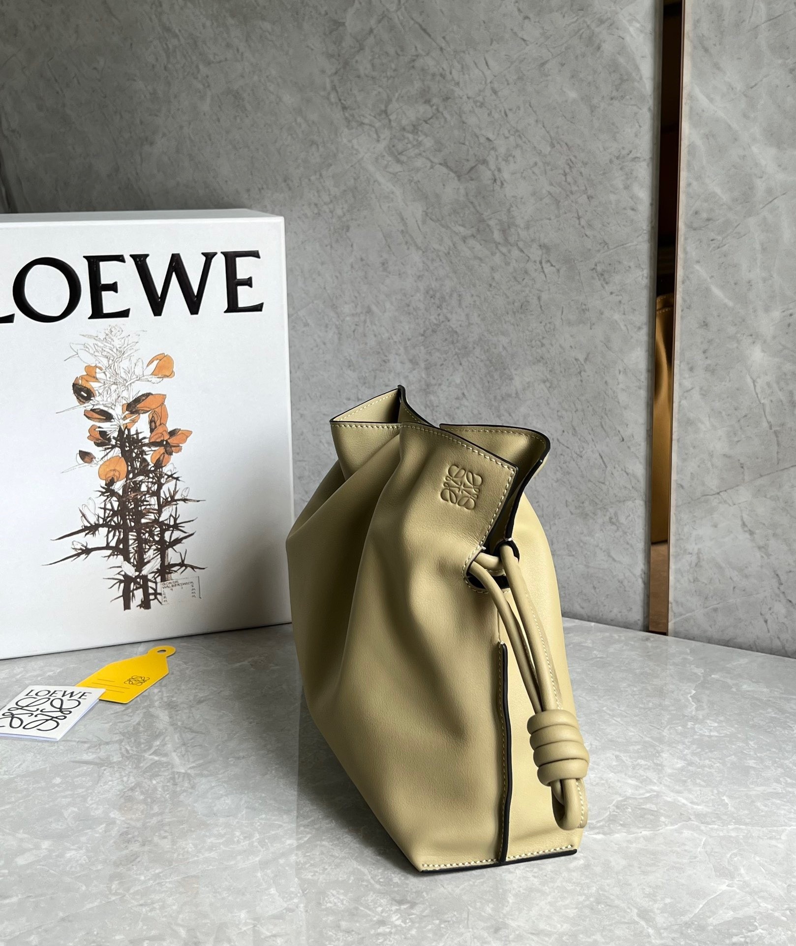 Loewe Flamenco Clutch Bag In Clay Green Calfskin 268