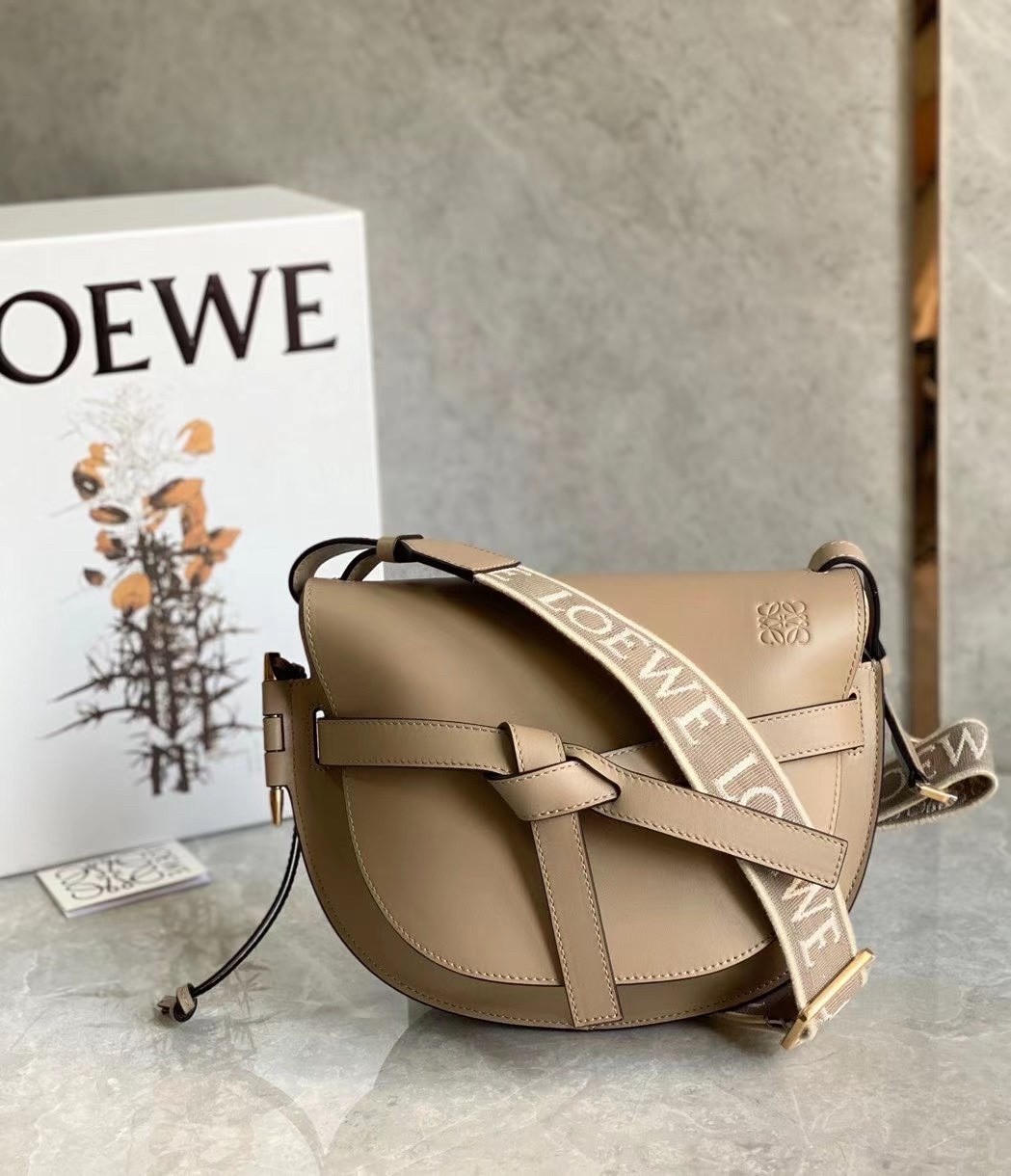 Loewe Gate Small Bag In Sand Calfskin and Jacquard 294