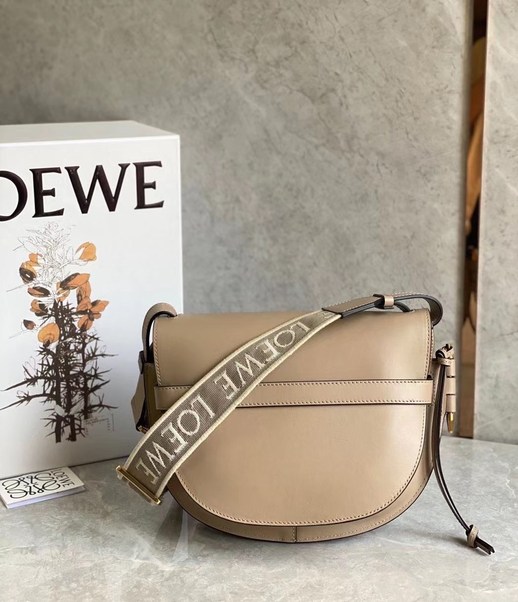 Loewe Gate Small Bag In Sand Calfskin and Jacquard 294