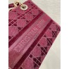 Dior Medium Lady D-Lite Bag In Bordeaux Embroidered Velvet 524