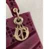 Dior Medium Lady D-Lite Bag In Bordeaux Embroidered Velvet 524