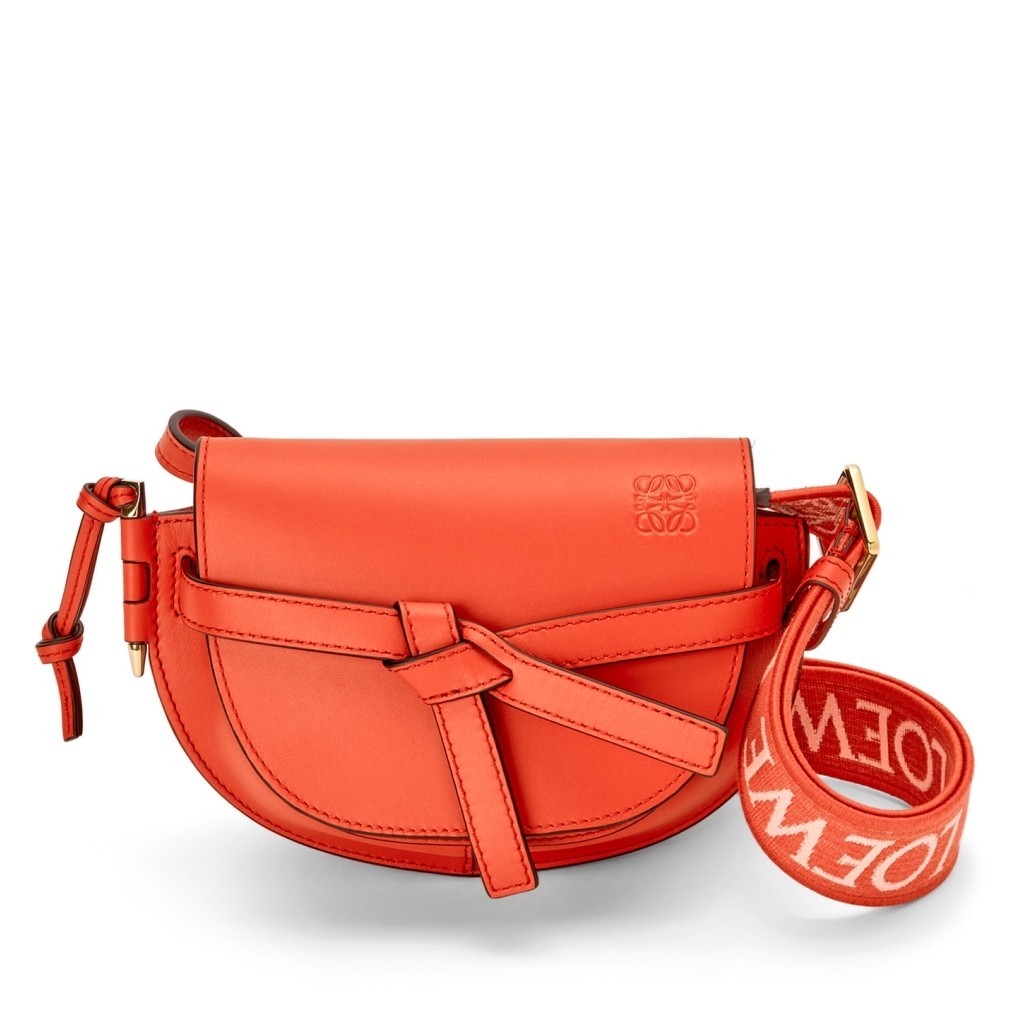 Loewe Gate Dual Mini Bag in Sunrise Orange Calfskin 518