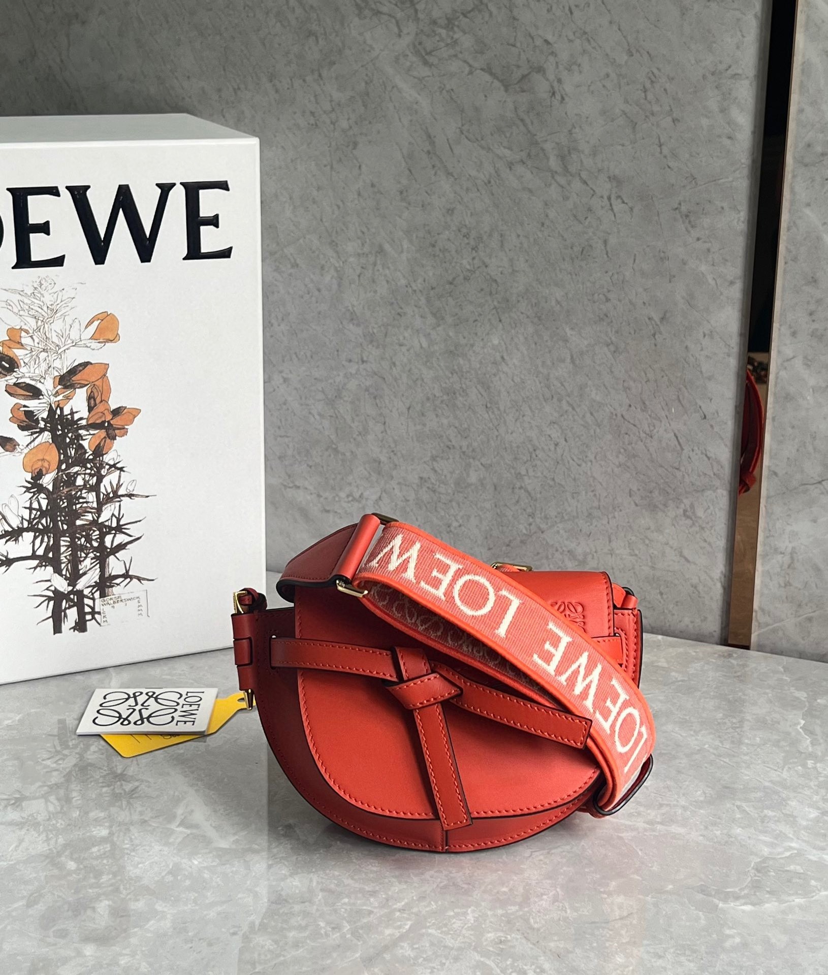 Loewe Gate Dual Mini Bag in Sunrise Orange Calfskin 518