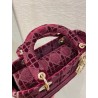 Dior Medium Lady D-Lite Bag In Bordeaux Embroidered Velvet 524