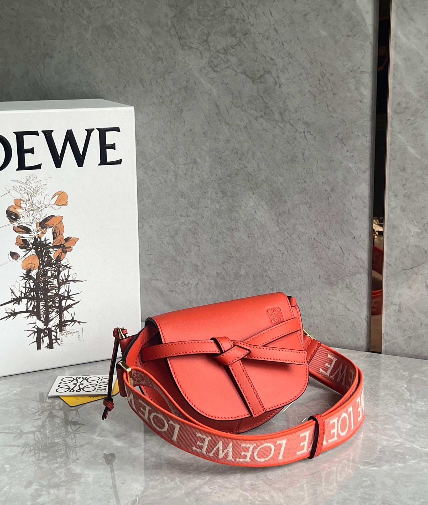 Loewe Gate Dual Mini Bag in Sunrise Orange Calfskin 518