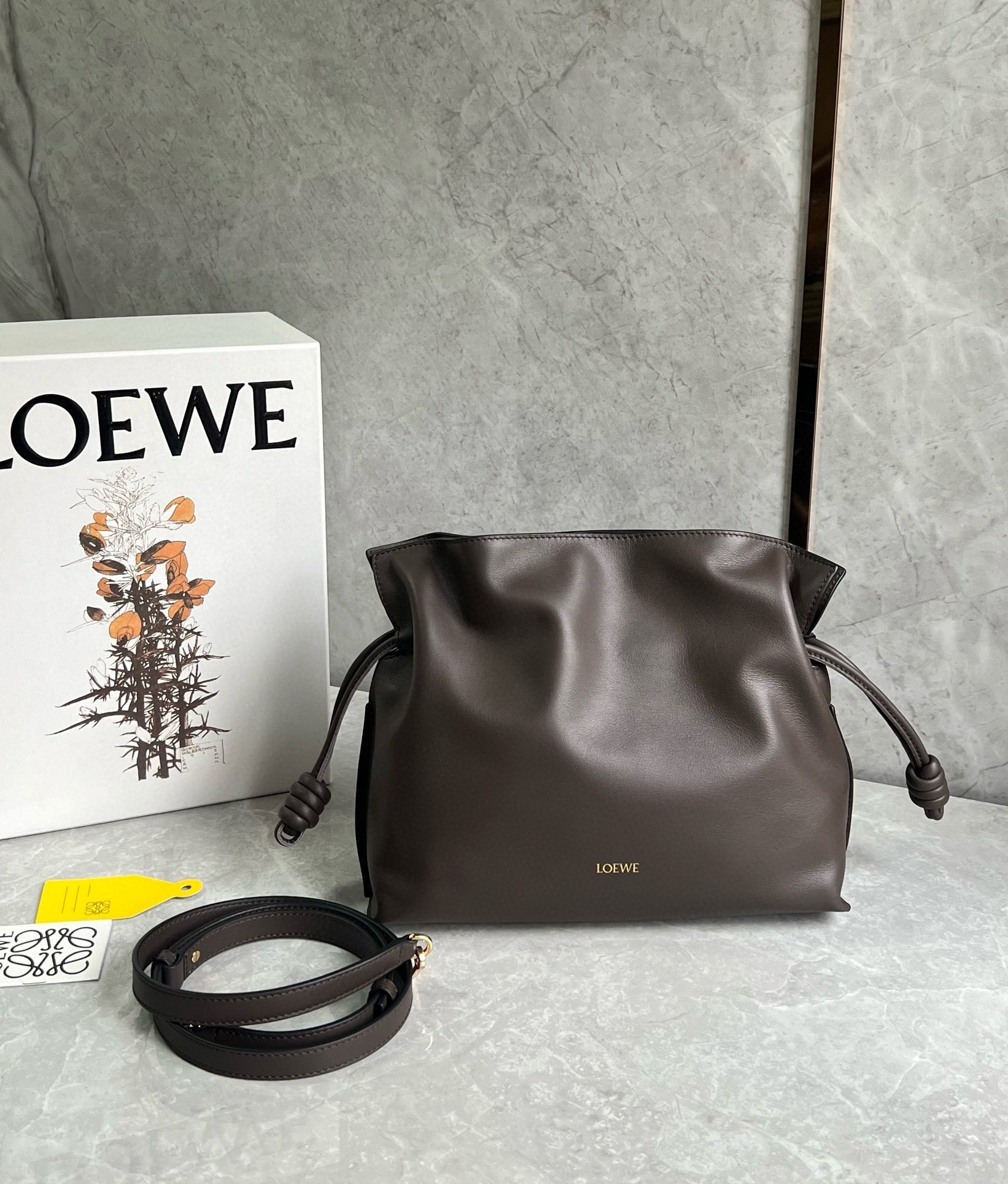 Loewe Flamenco Clutch Bag in Chocolate Nappa Calfskin 548