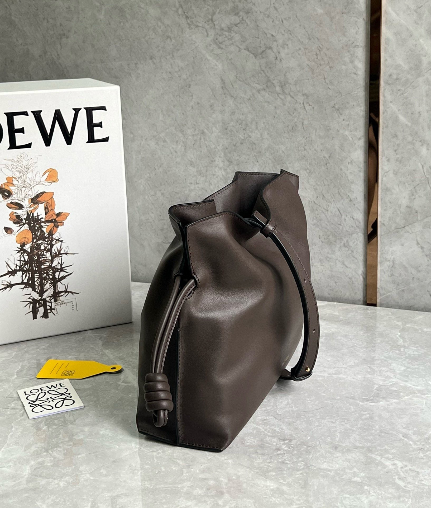 Loewe Flamenco Clutch Bag in Chocolate Nappa Calfskin 548