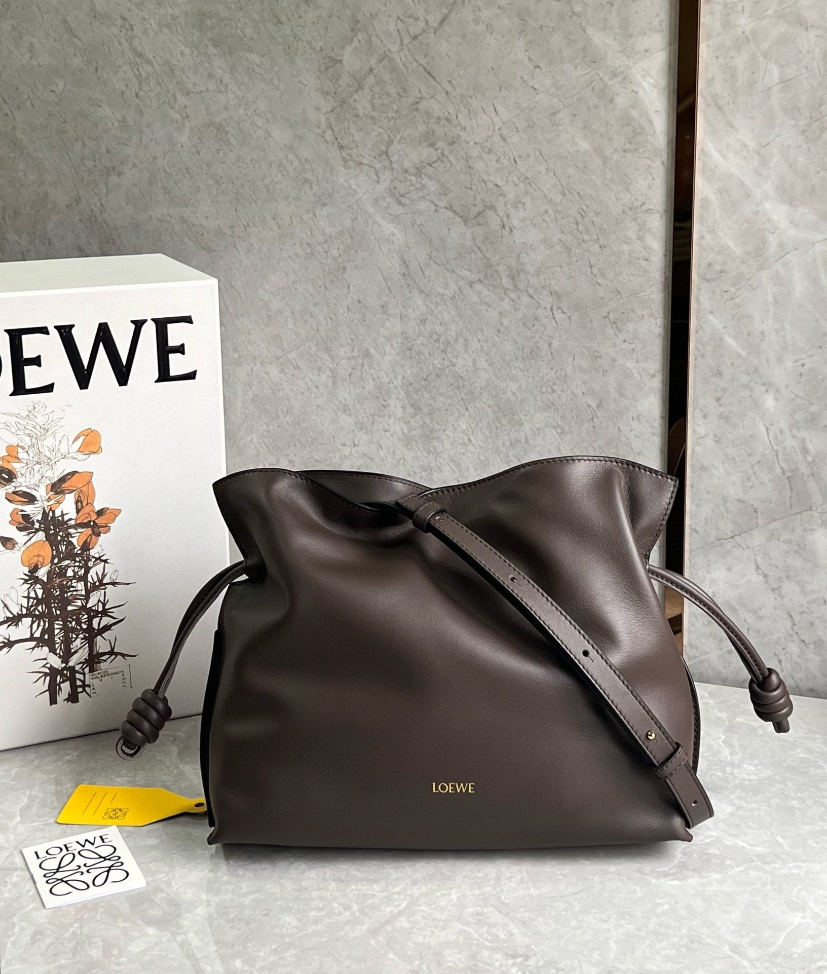 Loewe Flamenco Clutch Bag in Chocolate Nappa Calfskin 548