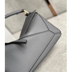 Loewe Puzzle Small Bag In Asphalt Grey Grained Leather 587