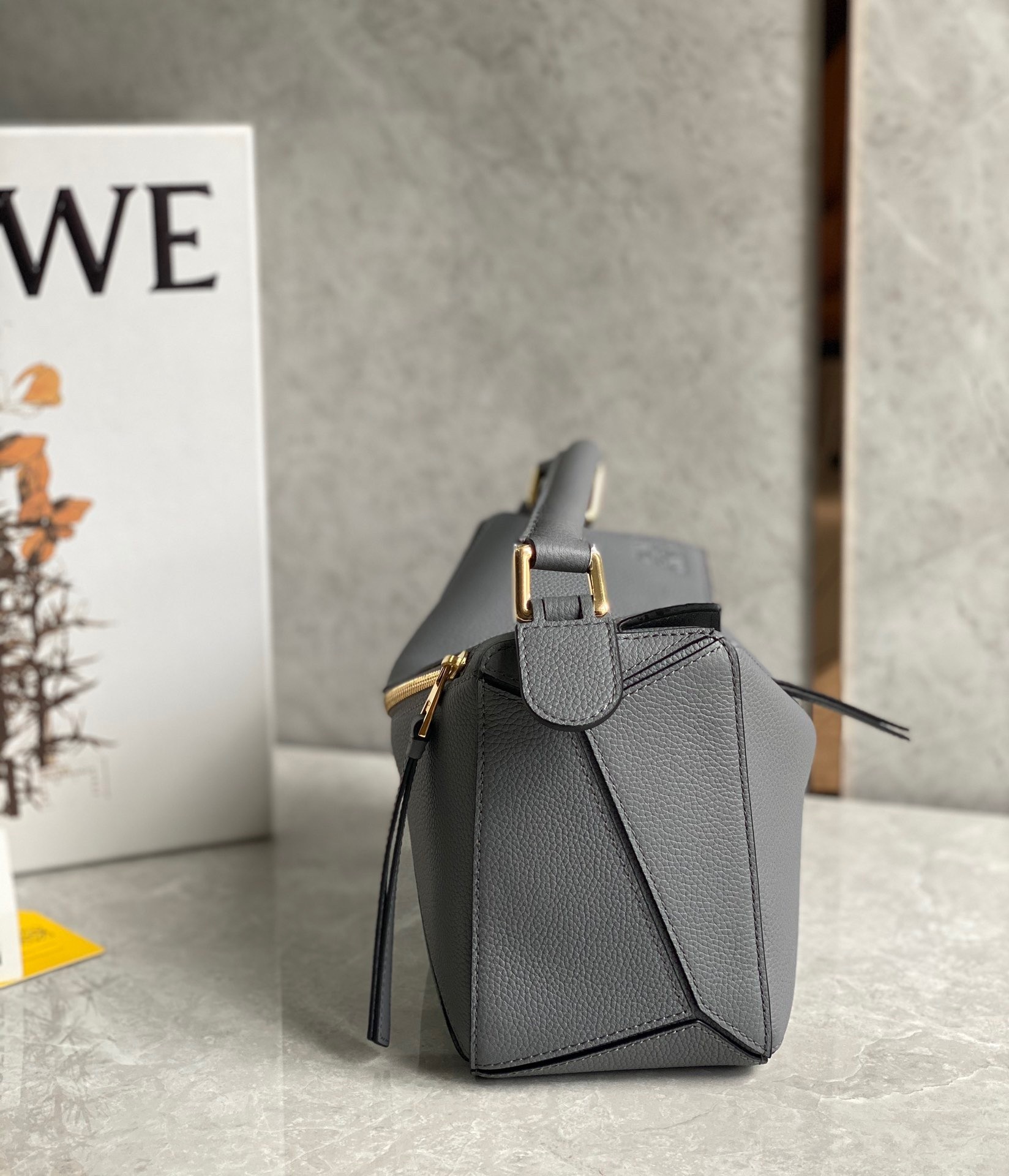 Loewe Puzzle Small Bag In Asphalt Grey Grained Leather 587