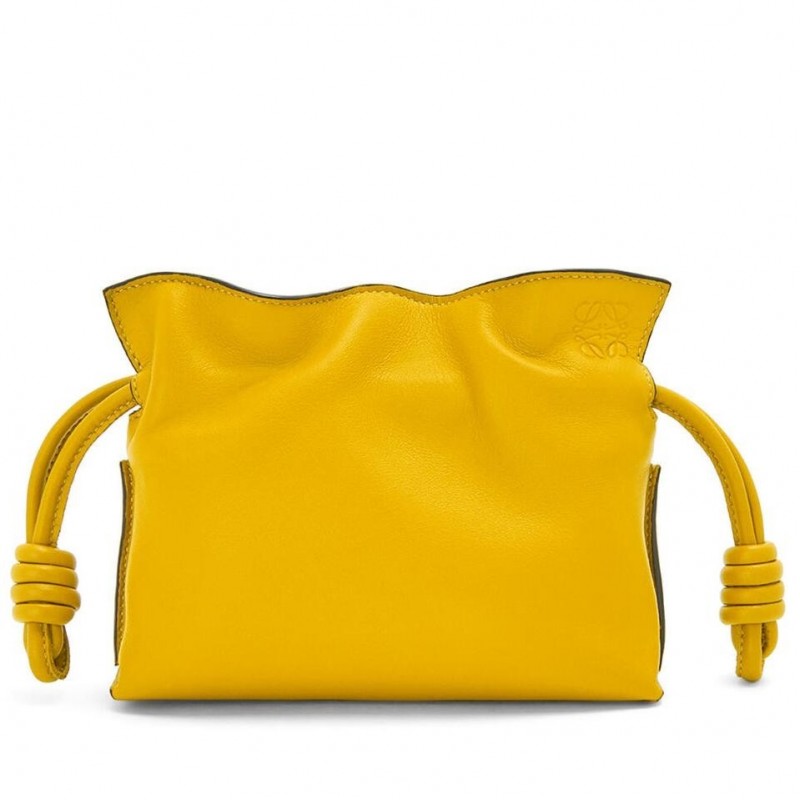 Loewe Flamenco Nano Clutch In Yellow Nappa Leather 607