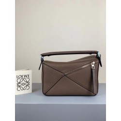 Loewe Small Puzzle Bag In Dark Taupe Grained Calfskin 686