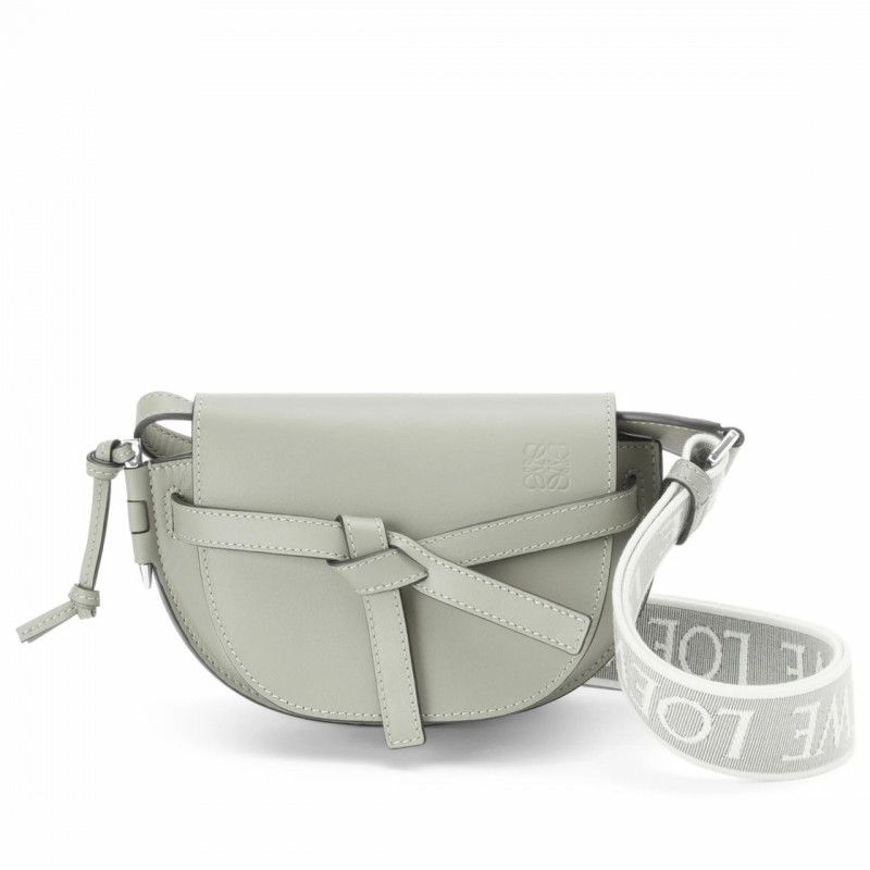 Loewe Mini Gate Dual Bag In Ash Grey Calfskin 773