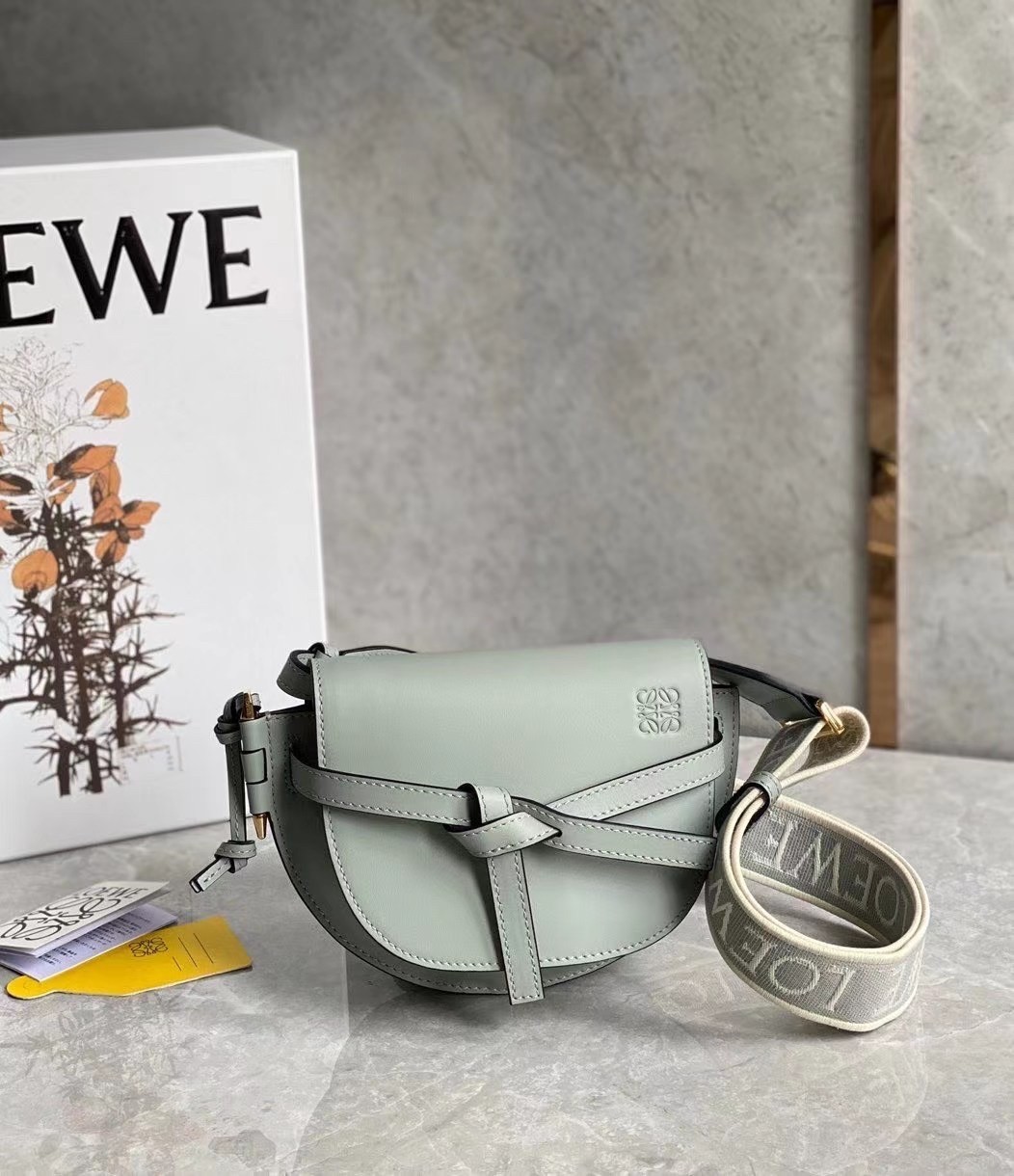 Loewe Mini Gate Dual Bag In Ash Grey Calfskin 773