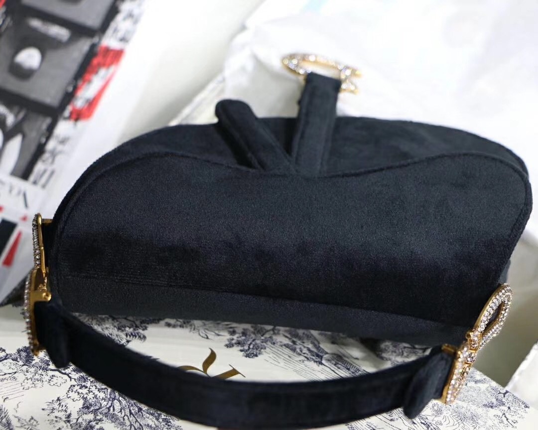 Dior Mini Saddle Bag In Black Velvet 599