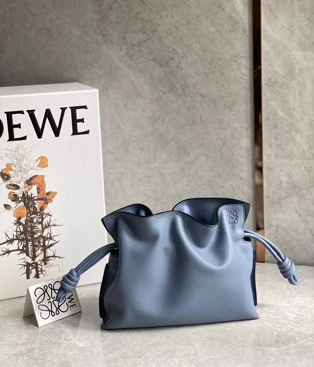 Loewe Flamenco Mini Clutch In Atlantic Blue Nappa Leather 834