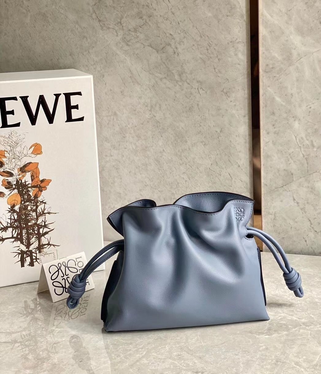 Loewe Flamenco Mini Clutch In Atlantic Blue Nappa Leather 834