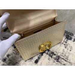 Dior 30 Montaigne Chain Bag In Metallic Gold Calfskin 555