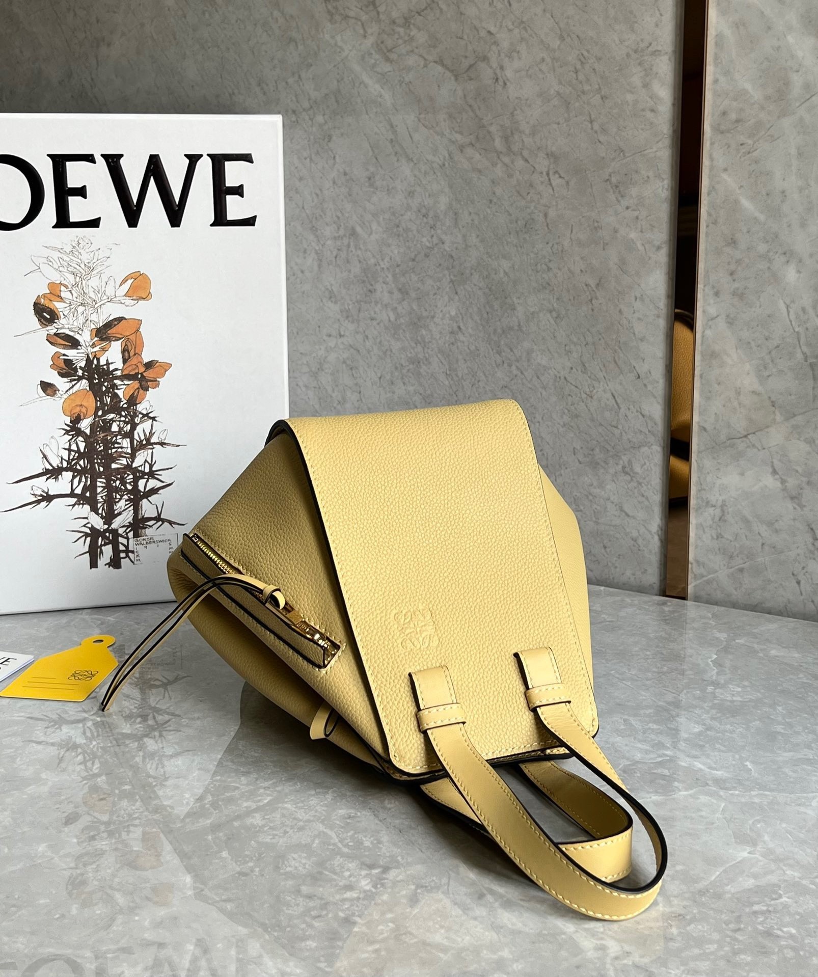 Loewe Compact Hammock Bag in Dark Butter Grained Calfskin  377