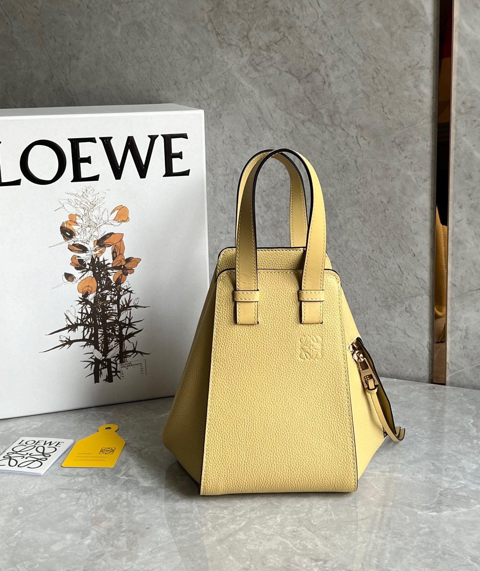 Loewe Compact Hammock Bag in Dark Butter Grained Calfskin  377