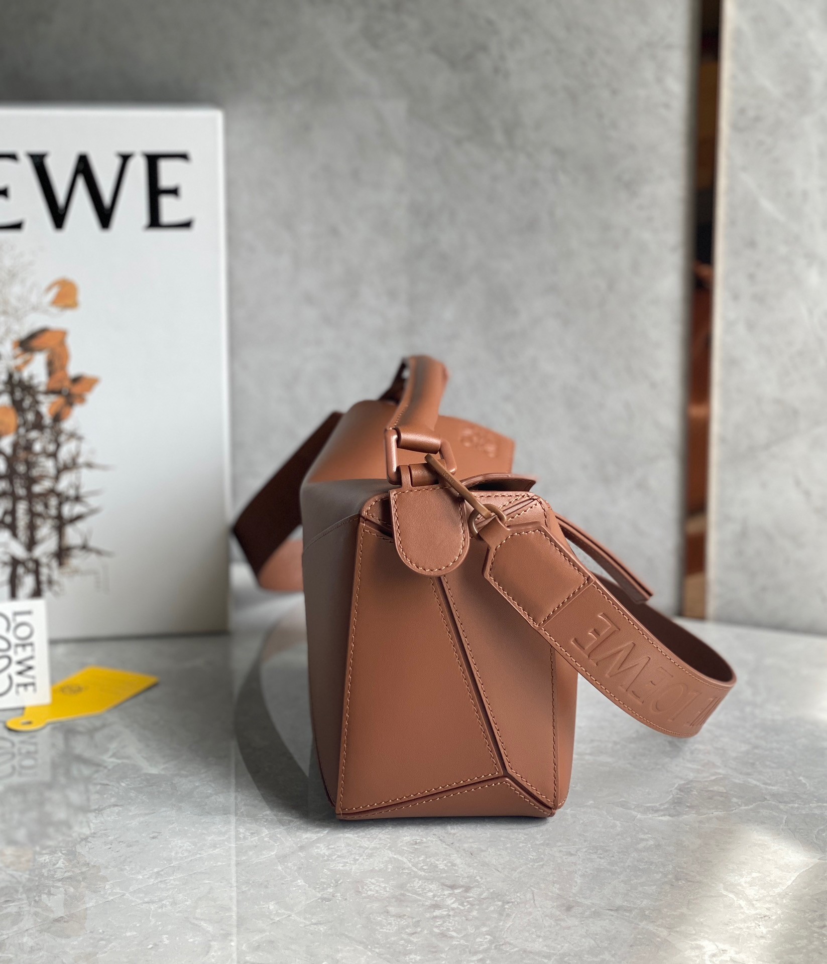 Loewe Puzzle Small Bag In Brown Satin Calfskin 414