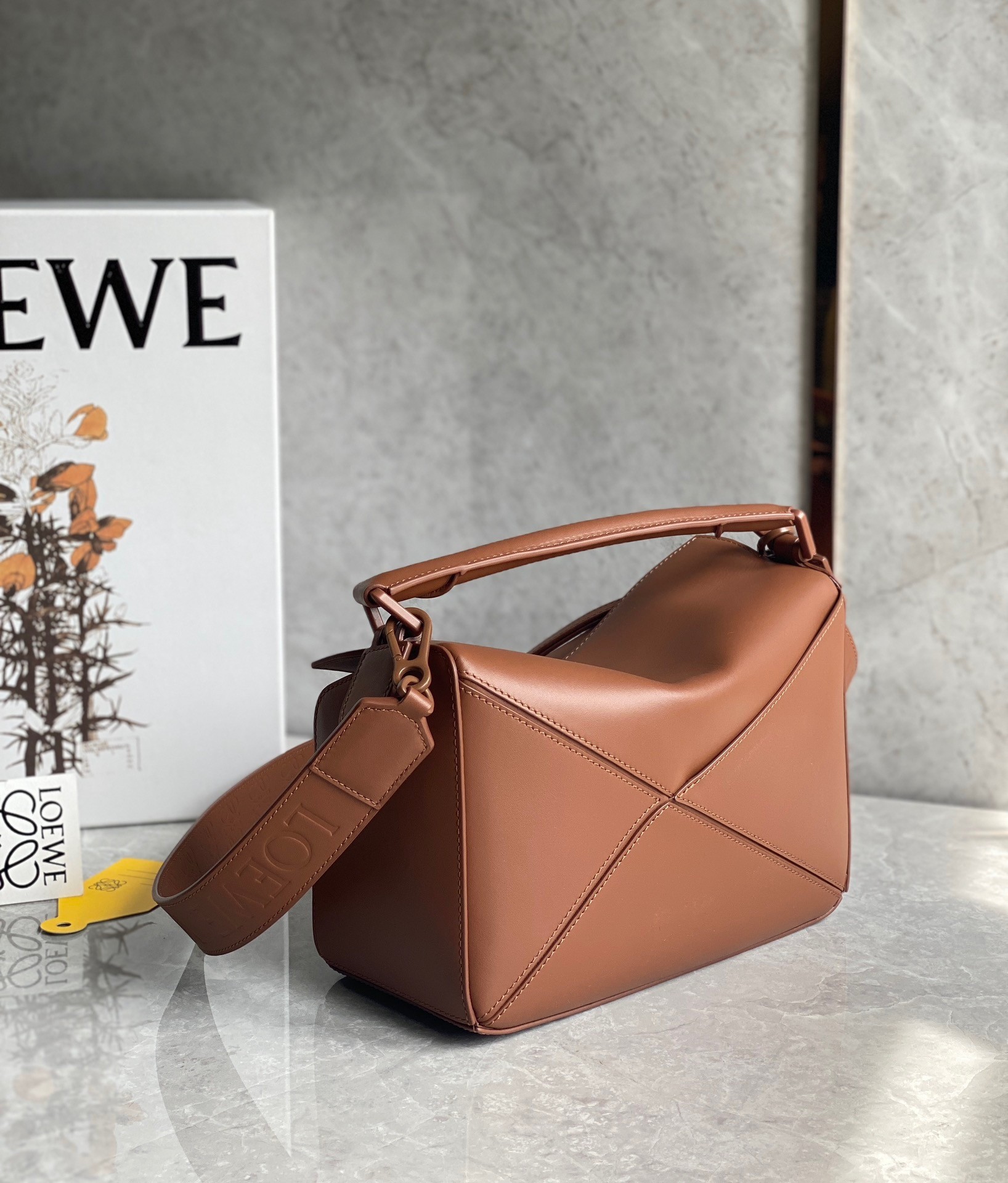 Loewe Puzzle Small Bag In Brown Satin Calfskin 414