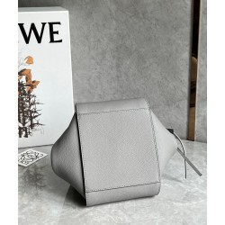 Loewe Compact Hammock Bag in Pearl Grey Grained Calfskin 484