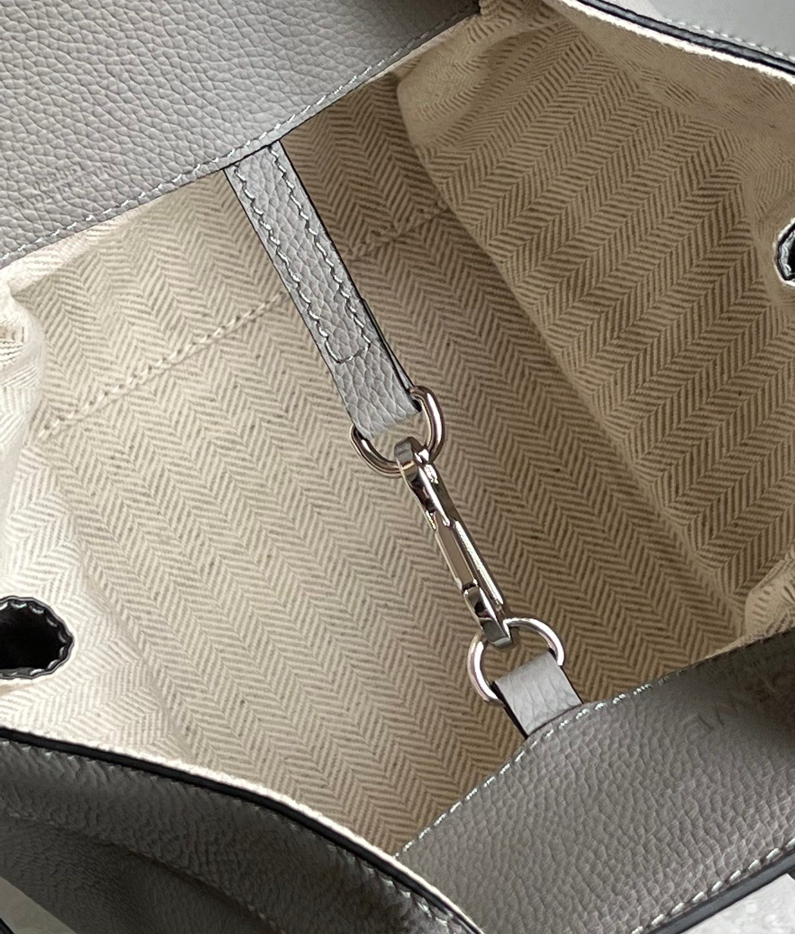 Loewe Compact Hammock Bag in Pearl Grey Grained Calfskin 484