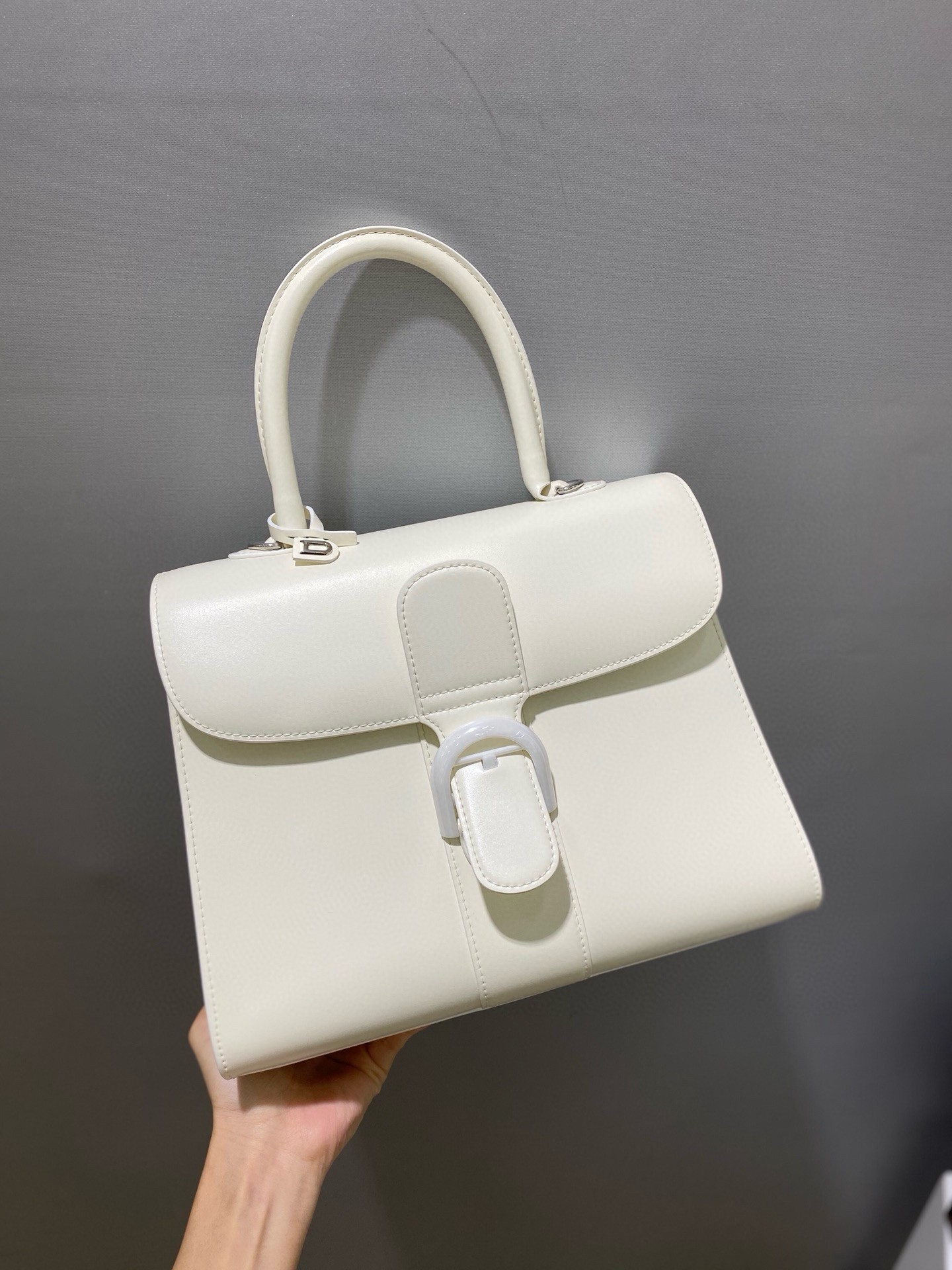 Delvaux Brillant MM Bag in Ivory Box Calf Leather 997