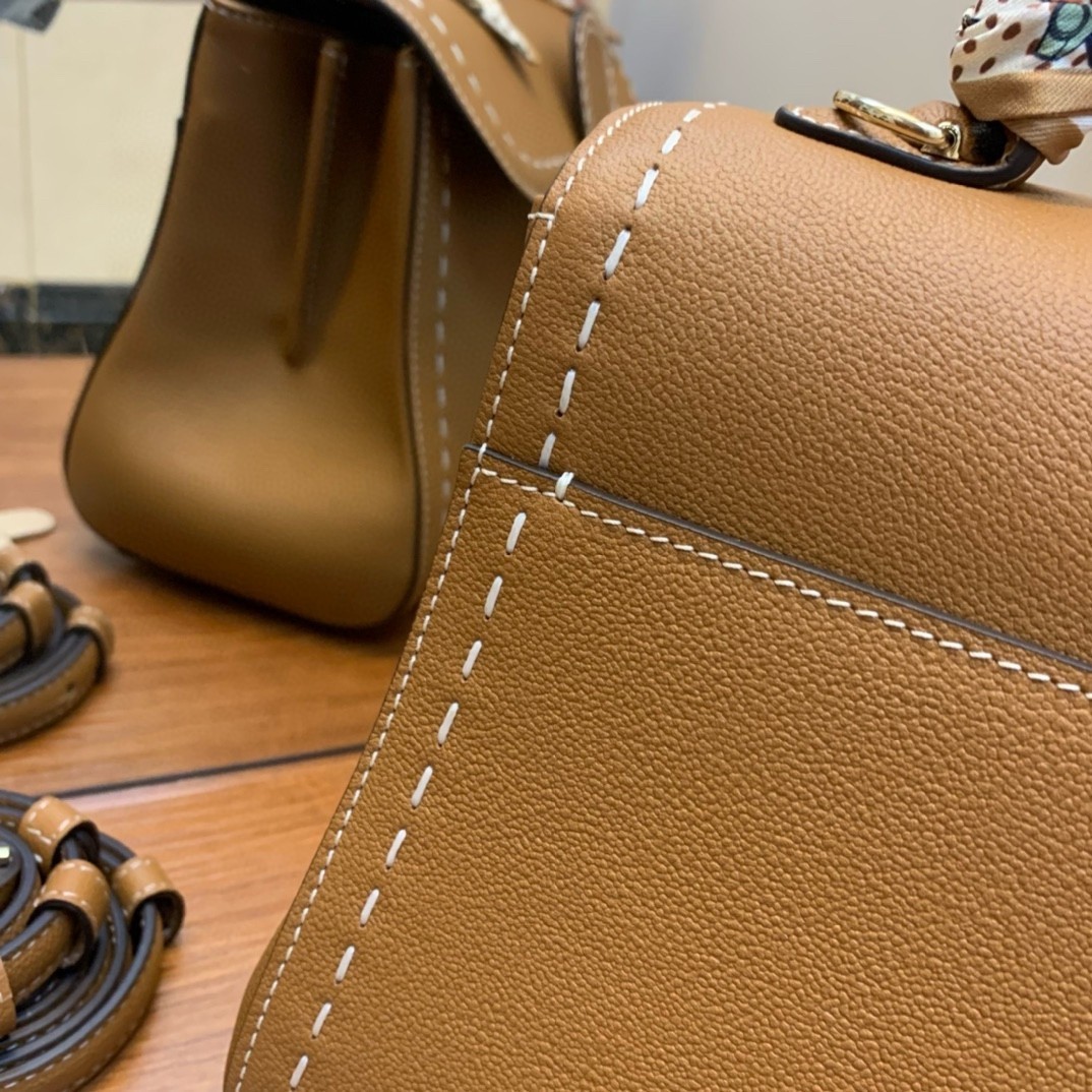 Delvaux Brillant PM Surpique Bag in Brown Rodeo Calf Leather 042