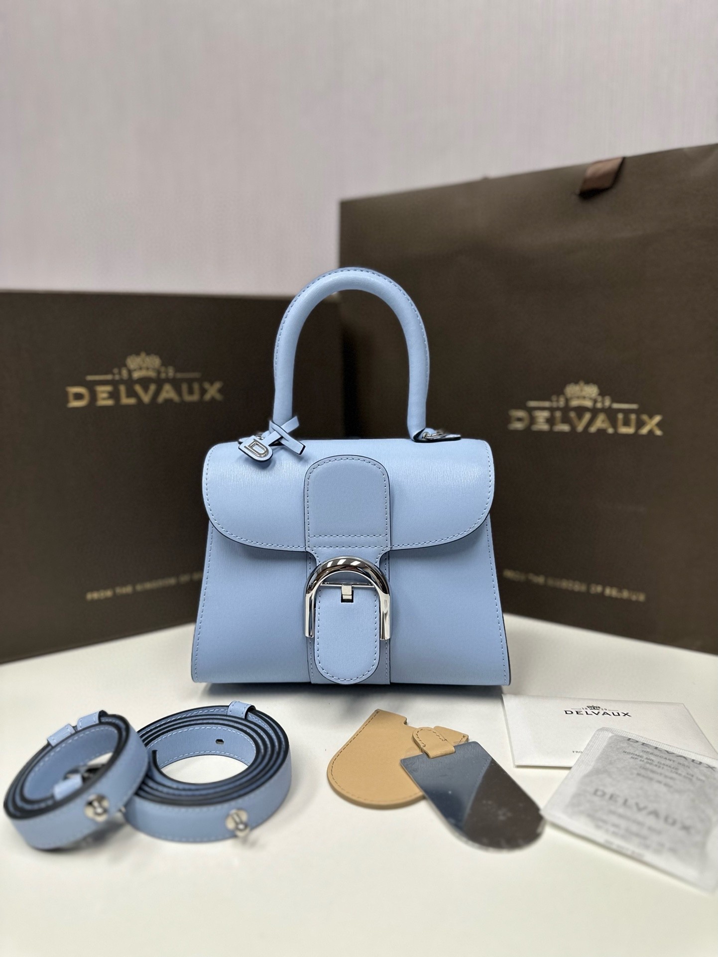Delvaux Brillant Mini Bag in Azure Box Calf Leather 124