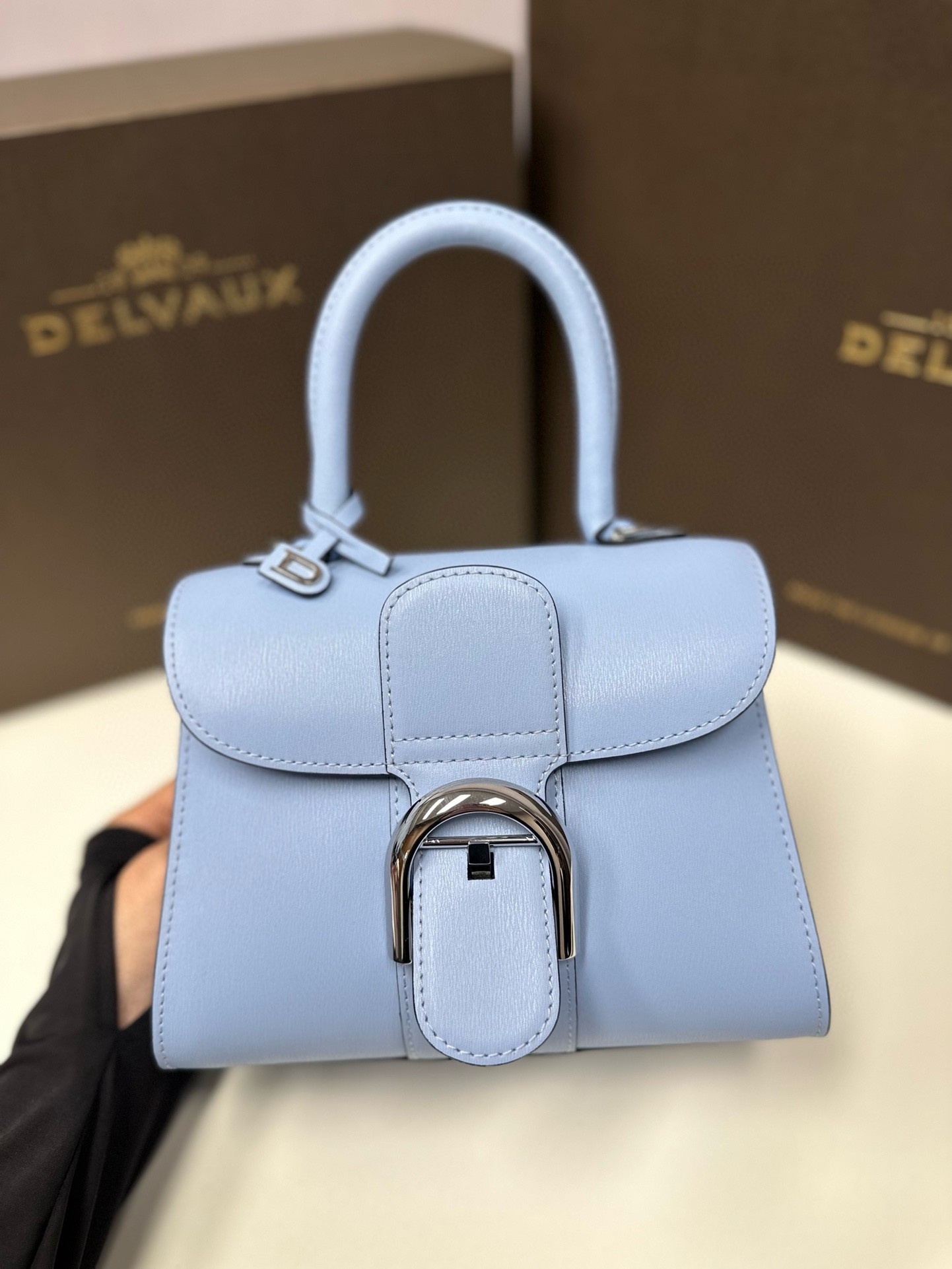 Delvaux Brillant Mini Bag in Azure Box Calf Leather 124