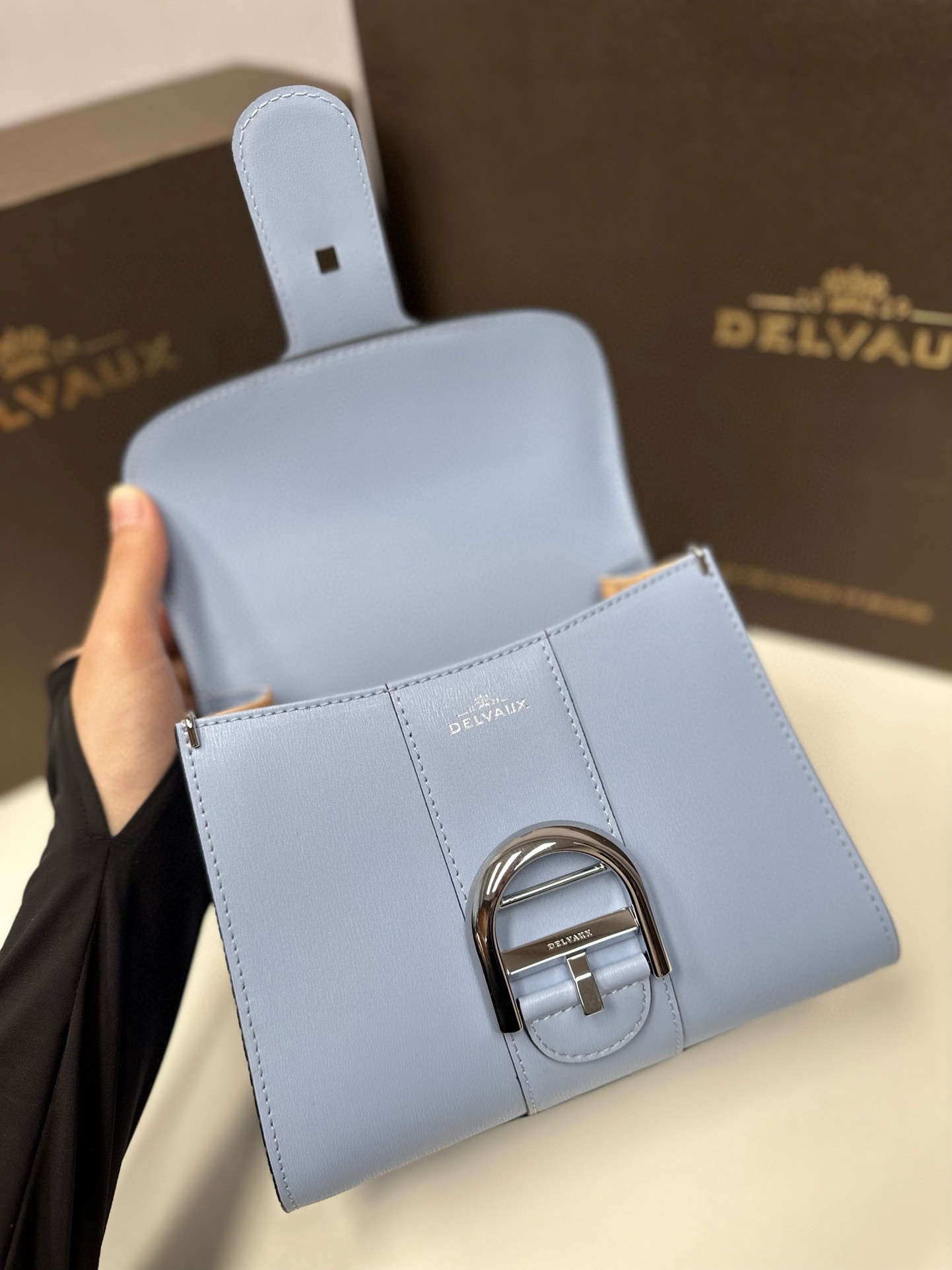 Delvaux Brillant Mini Bag in Azure Box Calf Leather 124