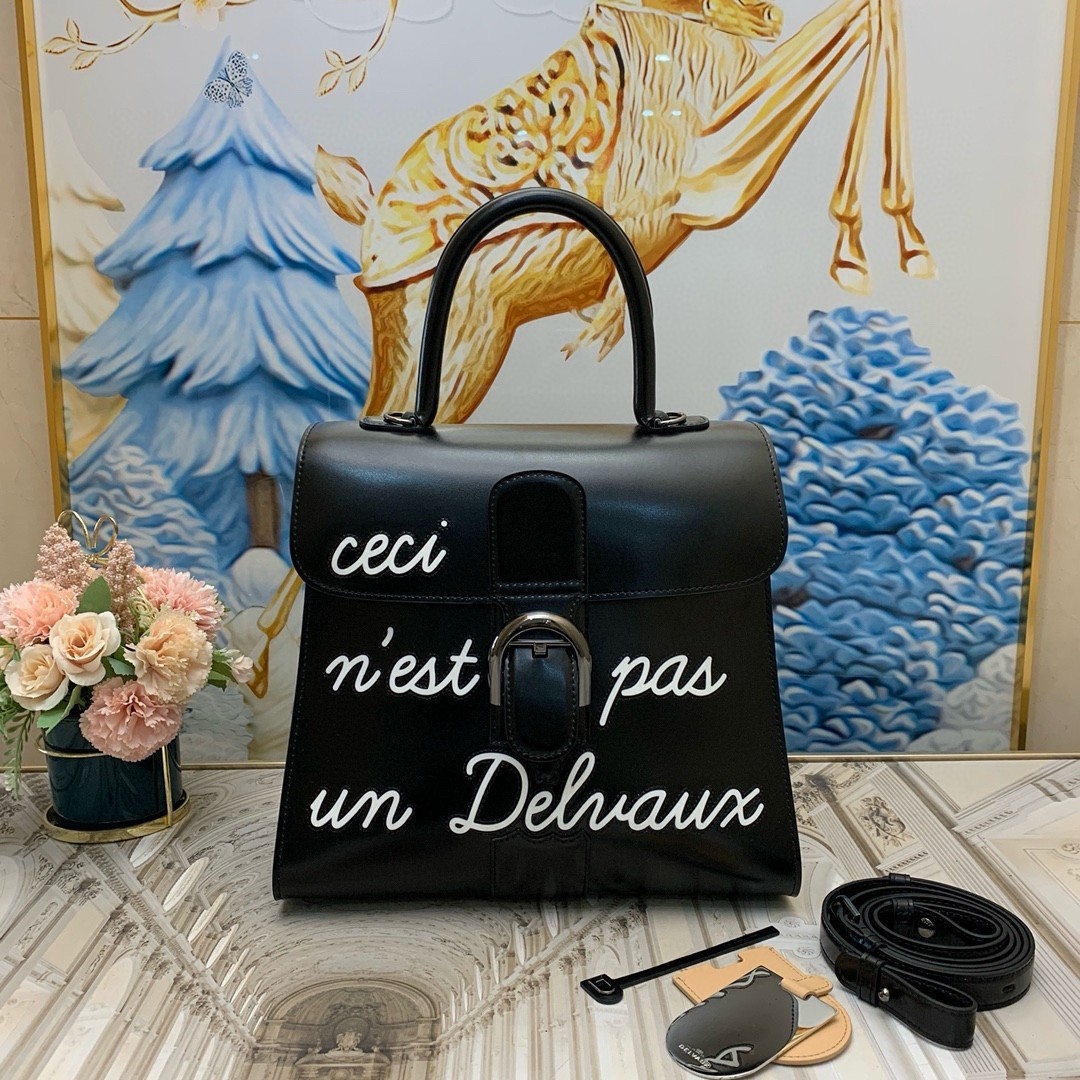 Delvaux Brillant L'Humour MM Bag in Black Box Calf Leather 937