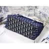 Dior Diorcamp Messenger Bag In Blue Oblique Embroidered Velvet 616