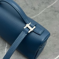 Loro Piana Extra Pocket Pouch L19 in Blue Grained Leather 771