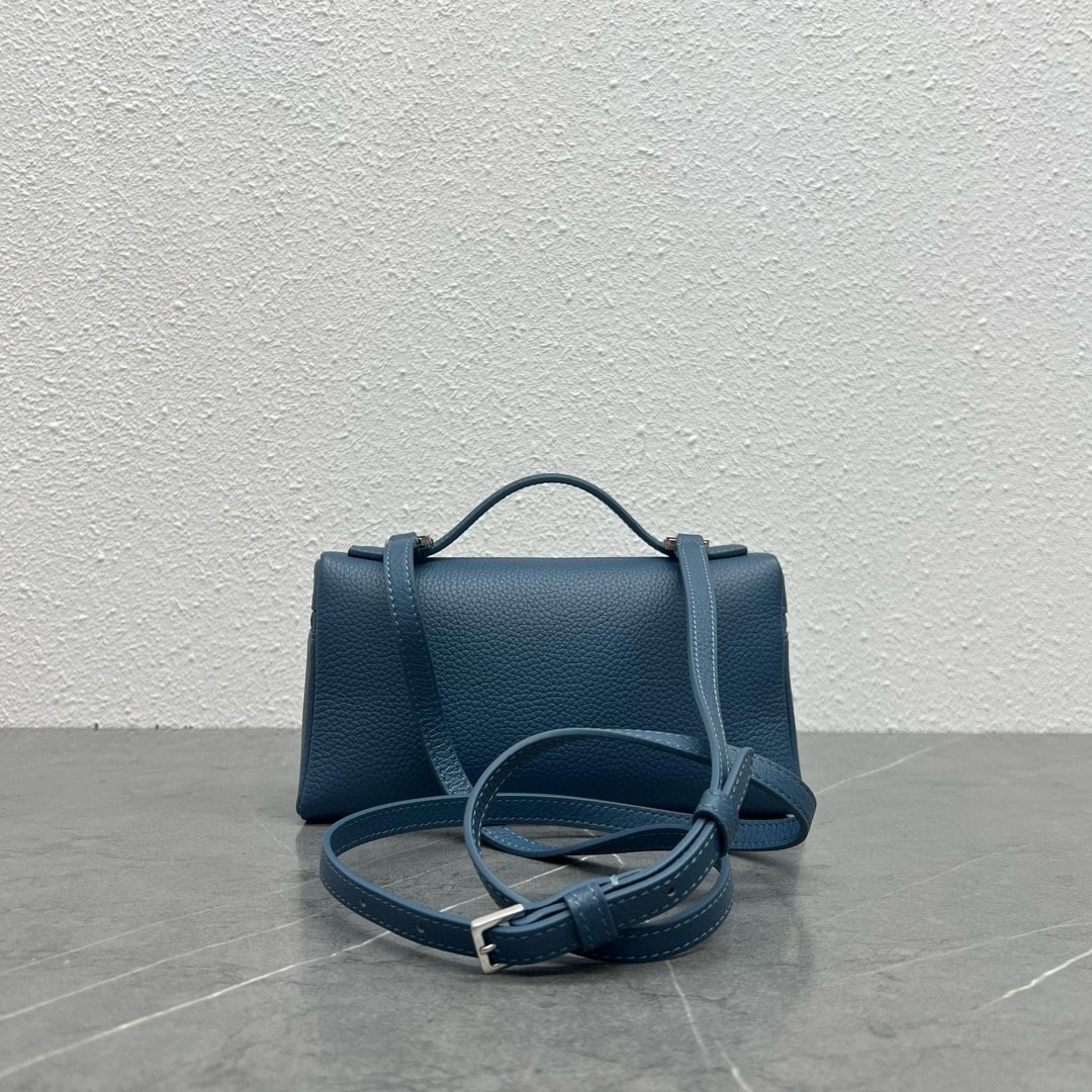 Loro Piana Extra Pocket Pouch L19 in Blue Grained Leather 771