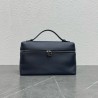 Loro Piana Extra Pocket Pouch L27 in Dark Blue Grained Leather 856